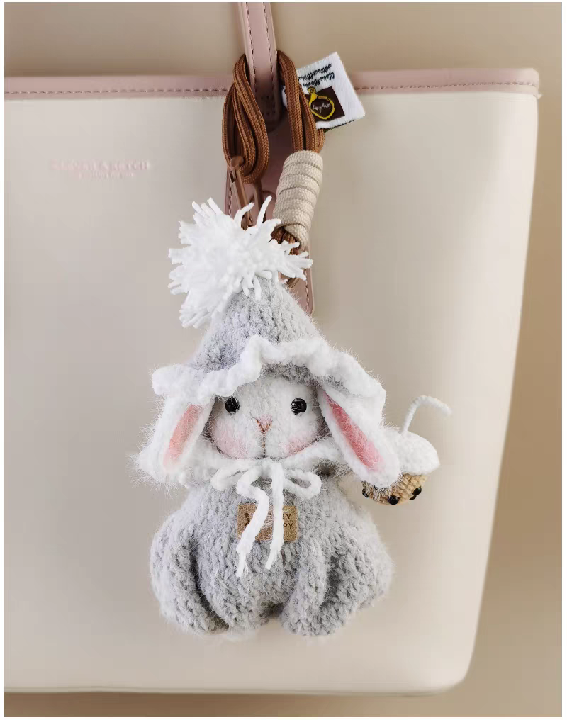 Milk Tea Sugar Sugar Bunny Bag Charm, Premium Backpack & Car Pendant, Ideal Gift,Handmade Crochet Doll, Crochet Keychain