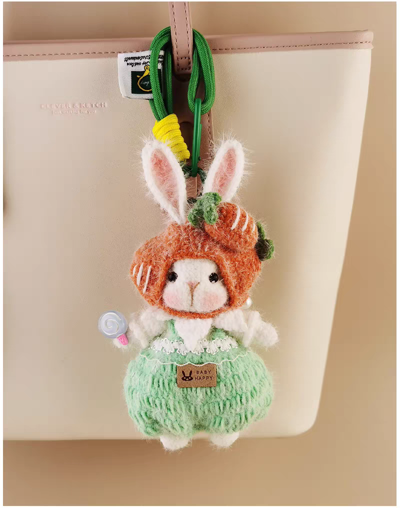 Carrot Sugar Sugar Bunny Bag Charm, Premium Backpack & Car Pendant, Ideal Gift,Handmade Crochet Doll, Crochet Keychain