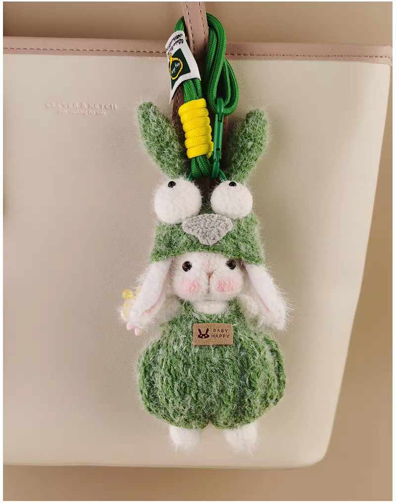 Wide Eyes Bunny Sugar Sugar Bunny Bag Charm, Premium Backpack & Car Pendant, Ideal Gift,Handmade Crochet Doll, Crochet Keychain