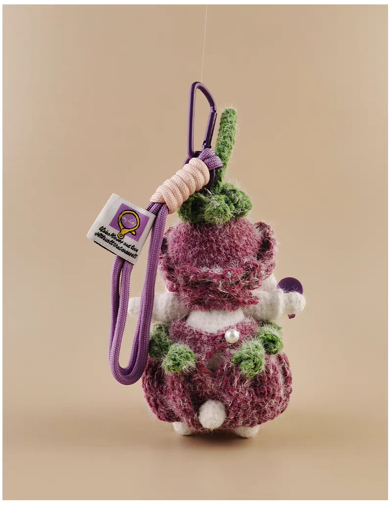 Purple Rose Sugar Sugar Bunny Bag Charm, Premium Backpack & Car Pendant, Ideal Gift,Handmade Crochet Doll, Crochet Keychain
