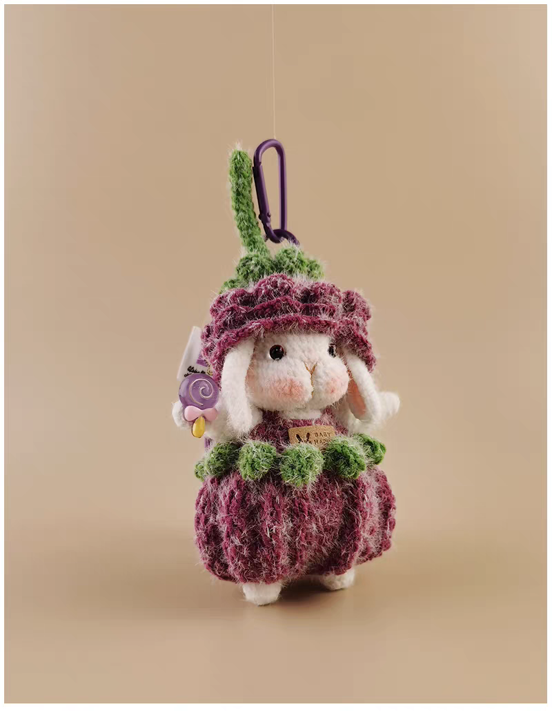 Purple Rose Sugar Sugar Bunny Bag Charm, Premium Backpack & Car Pendant, Ideal Gift,Handmade Crochet Doll, Crochet Keychain