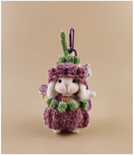 Purple Rose Sugar Sugar Bunny Bag Charm, Premium Backpack & Car Pendant, Ideal Gift,Handmade Crochet Doll, Crochet Keychain