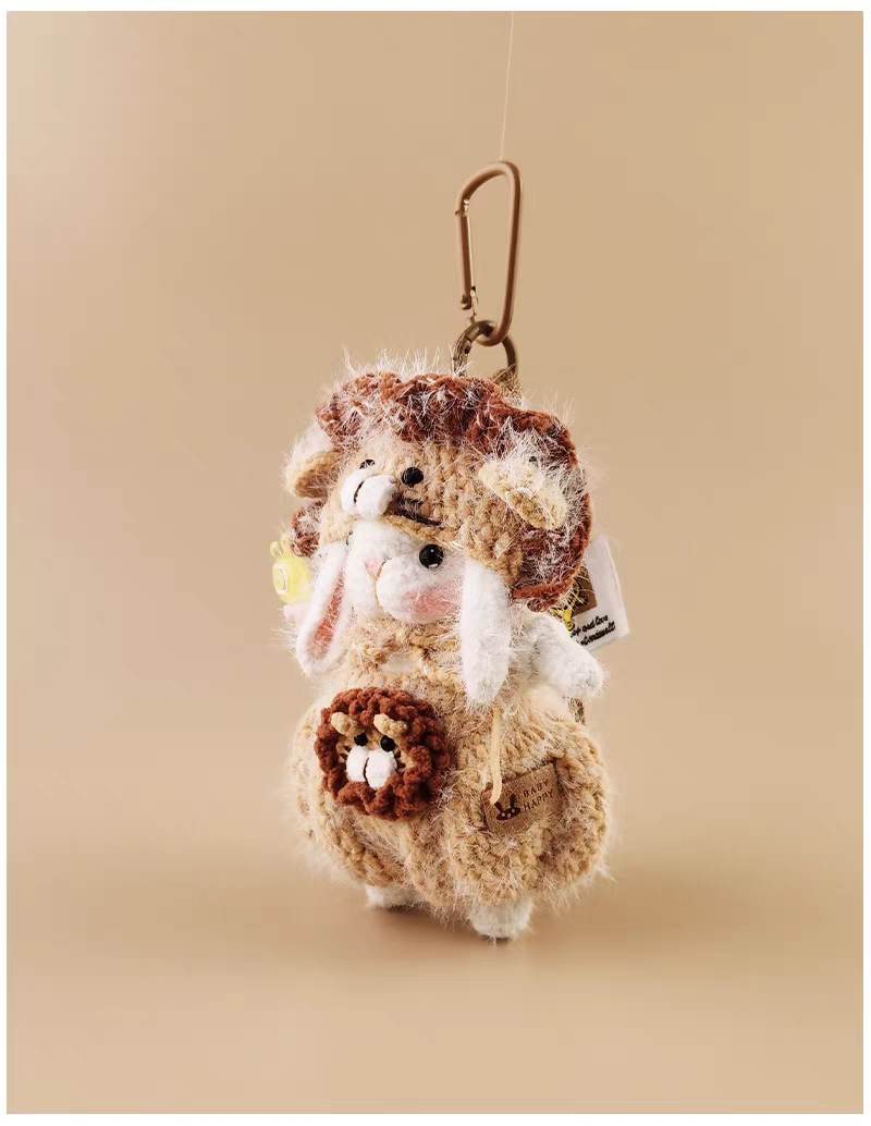 Lion Sugar Sugar Bunny Bag Charm, Premium Backpack & Car Pendant, Ideal Gift,Handmade Crochet Doll, Crochet Keychain