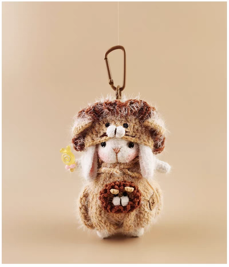 Lion Sugar Sugar Bunny Bag Charm, Premium Backpack & Car Pendant, Ideal Gift,Handmade Crochet Doll, Crochet Keychain