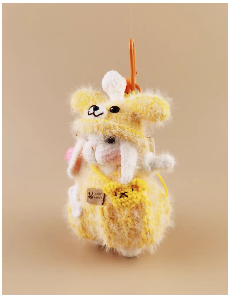 Pudding Dog Sugar Sugar Bunny Bag Charm, Premium Backpack & Car Pendant, Ideal Gift,Handmade Crochet Doll, Crochet Keychain
