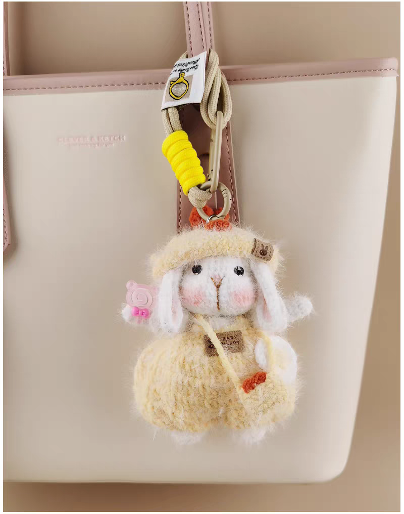 Cute Chick Sugar Sugar Bunny Bag Charm, Premium Backpack & Car Pendant, Ideal Gift,Handmade Crochet Doll, Crochet Keychain