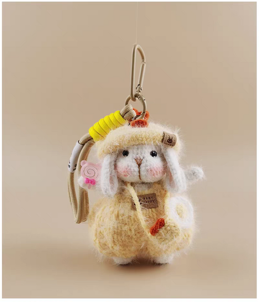 Cute Chick Sugar Sugar Bunny Bag Charm, Premium Backpack & Car Pendant, Ideal Gift,Handmade Crochet Doll, Crochet Keychain