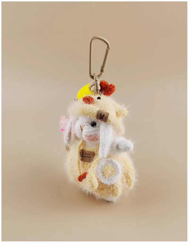 Cute Chick Sugar Sugar Bunny Bag Charm, Premium Backpack & Car Pendant, Ideal Gift,Handmade Crochet Doll, Crochet Keychain