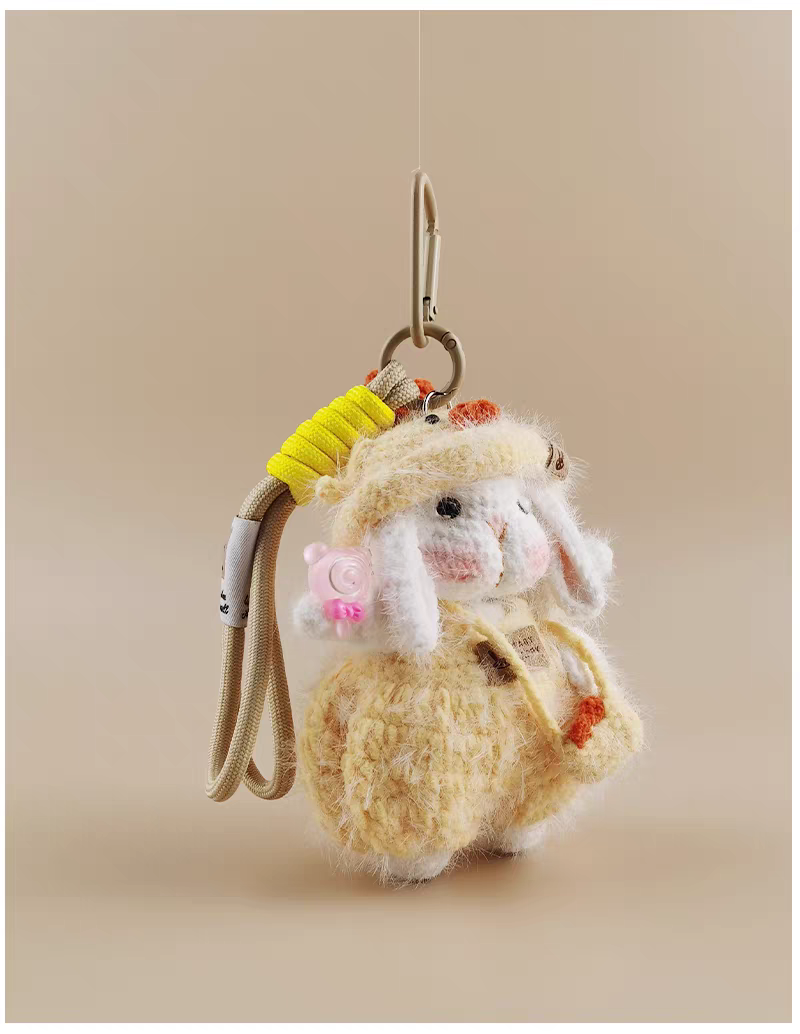 Cute Chick Sugar Sugar Bunny Bag Charm, Premium Backpack & Car Pendant, Ideal Gift,Handmade Crochet Doll, Crochet Keychain