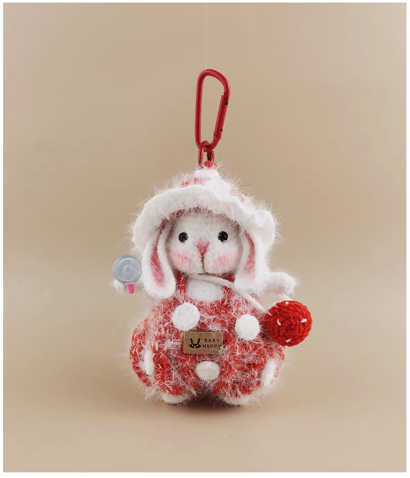 Cute Sugar Sugar Mushroom Bag Bunny Bag Charm, Premium Backpack & Car Pendant, Ideal Gift,Handmade Crochet Doll, Crochet Keychain