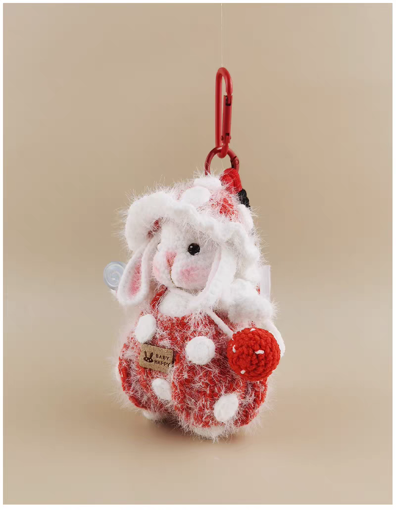 Cute Sugar Sugar Mushroom Bag Bunny Bag Charm, Premium Backpack & Car Pendant, Ideal Gift,Handmade Crochet Doll, Crochet Keychain