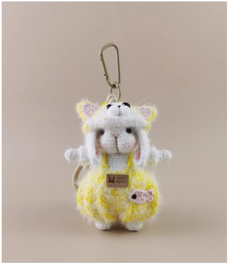 Butter Cat Sugar Sugar Bunny Bag Charm, Premium Backpack & Car Pendant, Ideal Gift,Handmade Crochet Doll, Crochet Keychain