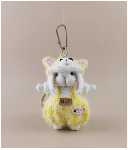 Butter Cat Sugar Sugar Bunny Bag Charm, Premium Backpack & Car Pendant, Ideal Gift,Handmade Crochet Doll, Crochet Keychain