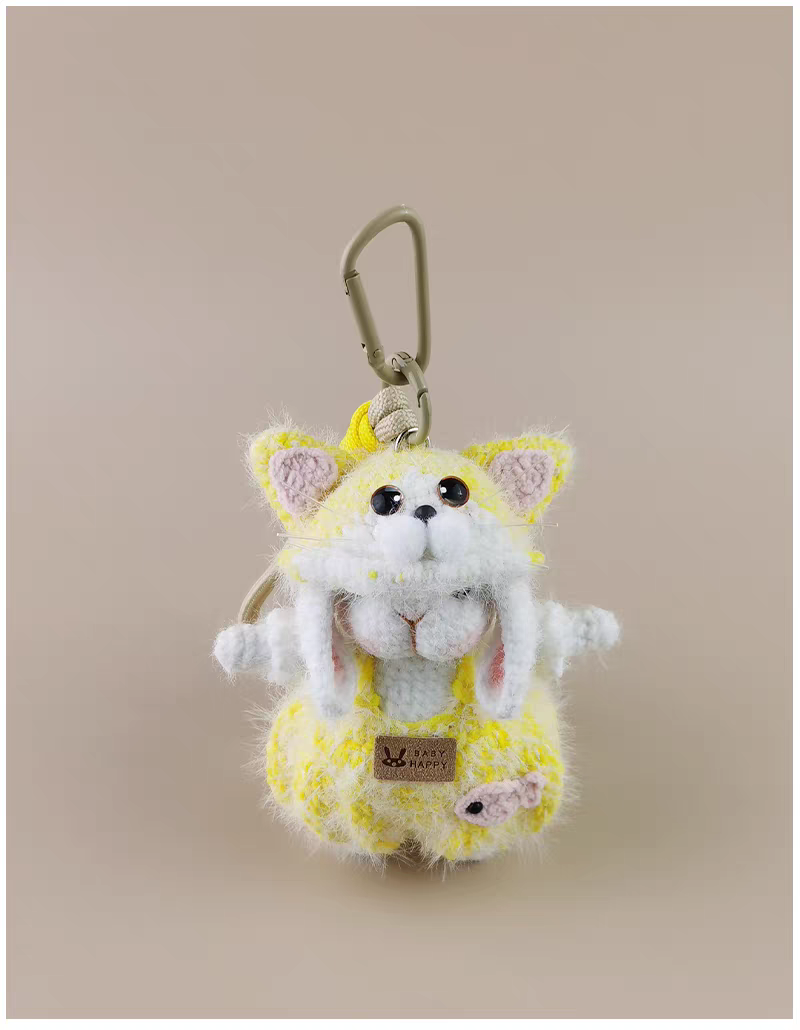 Butter Cat Sugar Sugar Bunny Bag Charm, Premium Backpack & Car Pendant, Ideal Gift,Handmade Crochet Doll, Crochet Keychain