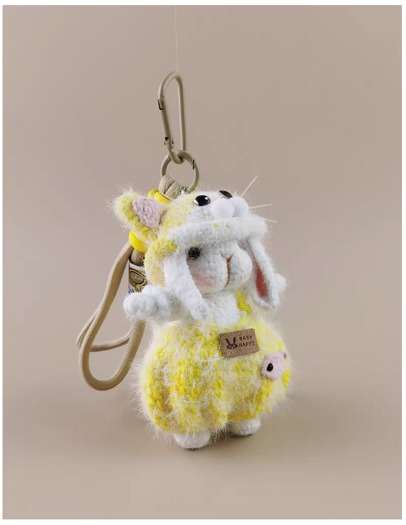 Butter Cat Sugar Sugar Bunny Bag Charm, Premium Backpack & Car Pendant, Ideal Gift,Handmade Crochet Doll, Crochet Keychain