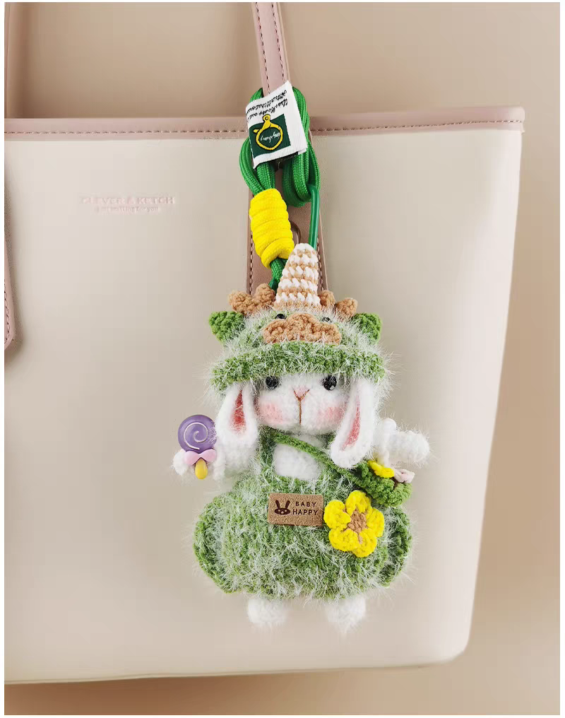 Zodiac Dragon Sugar Sugar Bunny Bag Charm, Premium Backpack & Car Pendant, Ideal Gift,Handmade Crochet Doll, Crochet Keychain