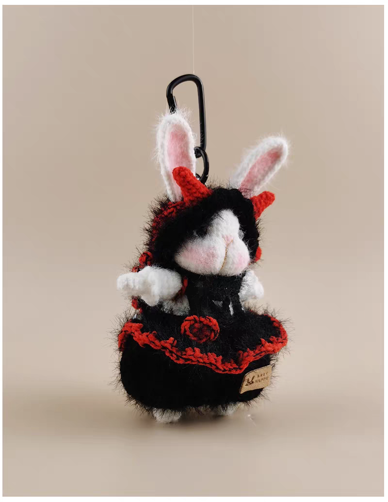 Cute Devil Sugar Sugar Bunny Bag Charm, Premium Backpack & Car Pendant, Ideal Gift,Handmade Crochet Doll, Crochet Keychain