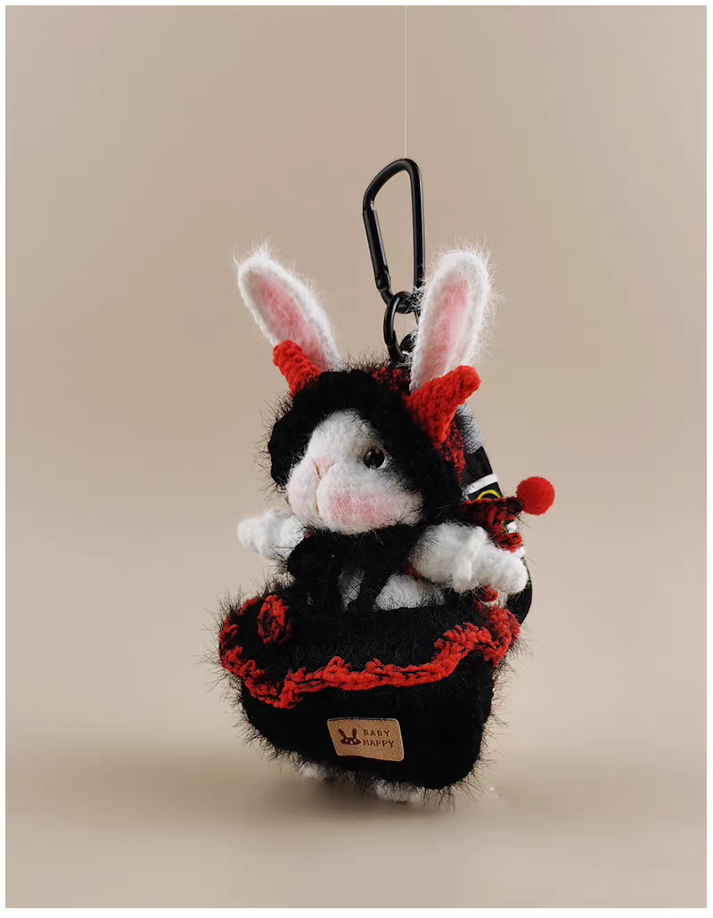 Cute Devil Sugar Sugar Bunny Bag Charm, Premium Backpack & Car Pendant, Ideal Gift,Handmade Crochet Doll, Crochet Keychain