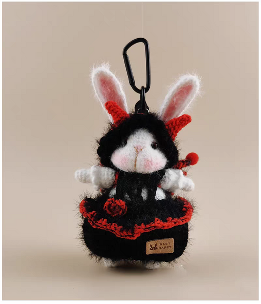 Cute Devil Sugar Sugar Bunny Bag Charm, Premium Backpack & Car Pendant, Ideal Gift,Handmade Crochet Doll, Crochet Keychain