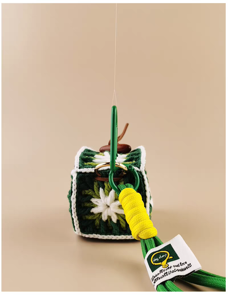 Granny Square Earphone Bag Charm, Premium Backpack & Car Pendant, Ideal Gift,Handmade Crochet Doll, Crochet Keychain