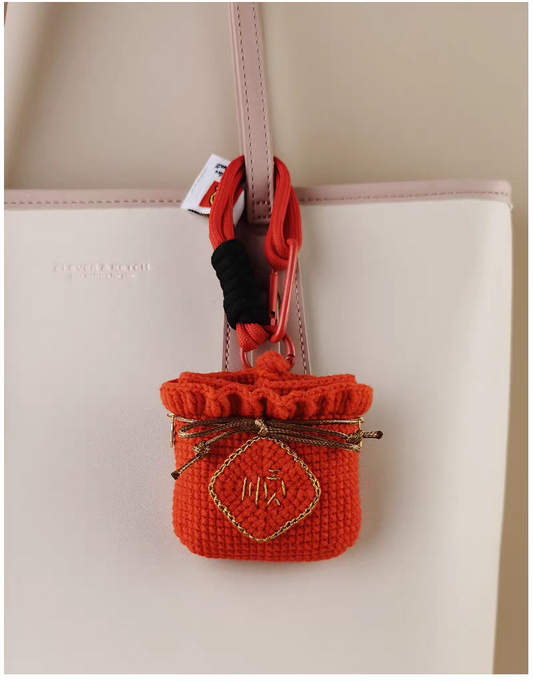 Lucky Fortune Bag Earphone Bag Bag Charm, Premium Backpack & Car Pendant, Ideal Gift,Handmade Crochet Doll, Crochet Keychain