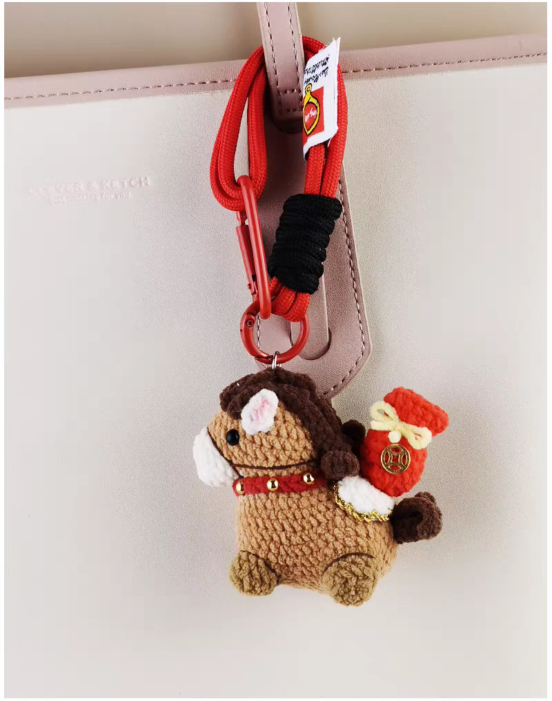 Rich Horse Bag Charm, Premium Backpack & Car Pendant, Ideal Gift,Handmade Crochet Doll, Crochet Keychain