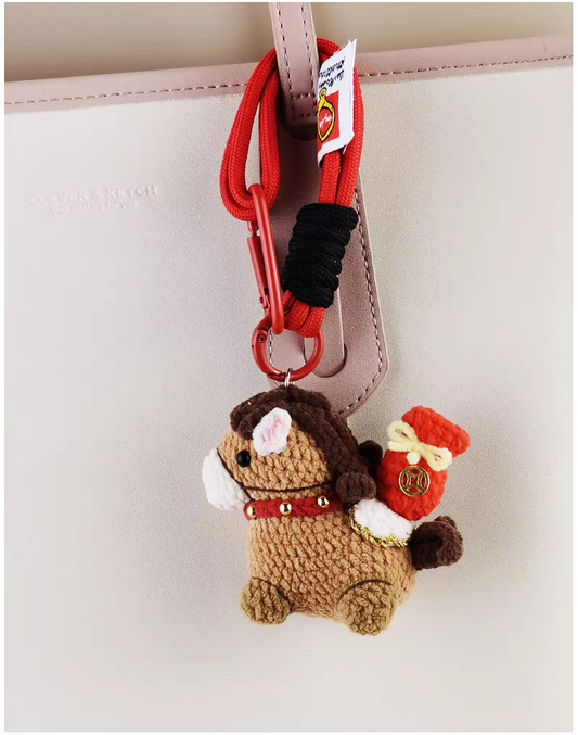 Rich Horse Bag Charm, Premium Backpack & Car Pendant, Ideal Gift,Handmade Crochet Doll, Crochet Keychain