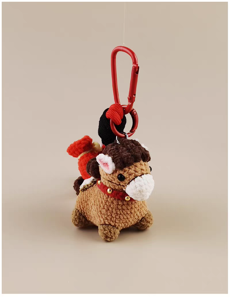 Rich Horse Bag Charm, Premium Backpack & Car Pendant, Ideal Gift,Handmade Crochet Doll, Crochet Keychain