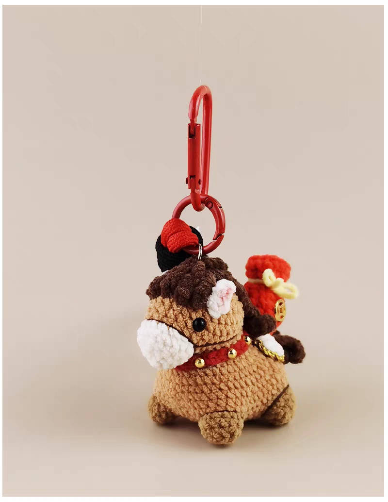 Rich Horse Bag Charm, Premium Backpack & Car Pendant, Ideal Gift,Handmade Crochet Doll, Crochet Keychain