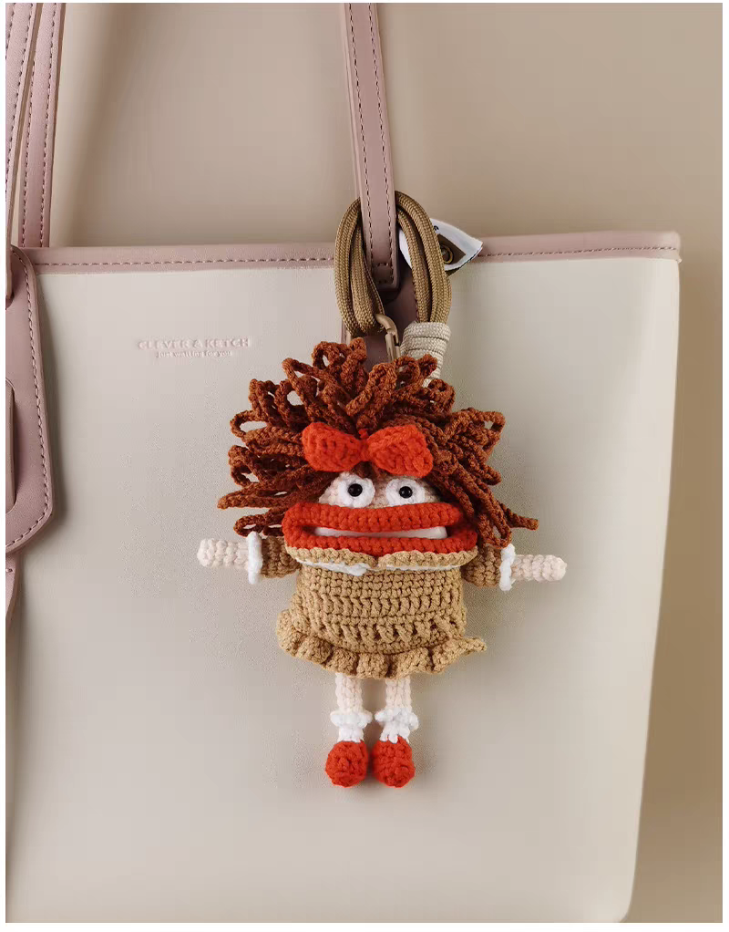 Cute Funny Big Mouth Girl Bag Charm, Premium Backpack & Car Pendant, Ideal Gift,Handmade Crochet Doll, Crochet Keychain