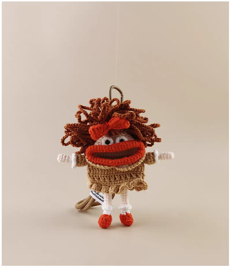 Cute Funny Big Mouth Girl Bag Charm, Premium Backpack & Car Pendant, Ideal Gift,Handmade Crochet Doll, Crochet Keychain