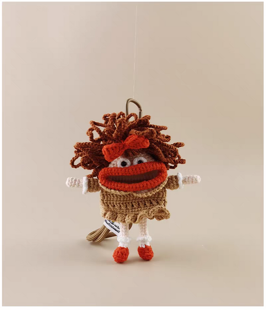 Cute Funny Big Mouth Girl Bag Charm, Premium Backpack & Car Pendant, Ideal Gift,Handmade Crochet Doll, Crochet Keychain