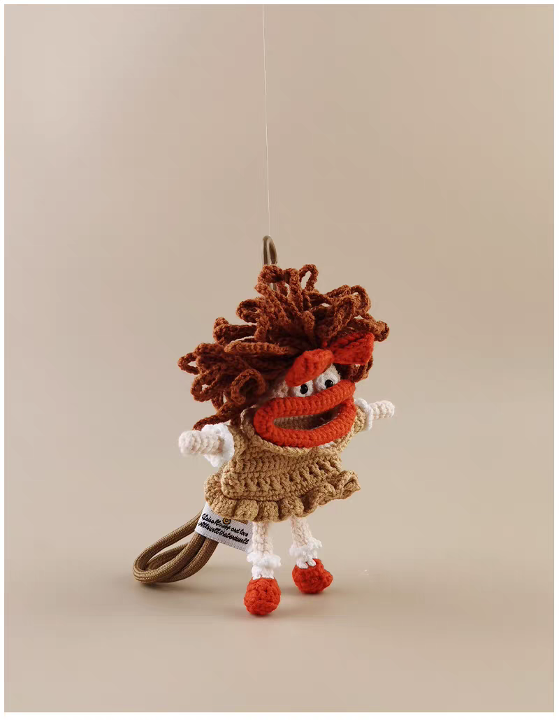 Cute Funny Big Mouth Girl Bag Charm, Premium Backpack & Car Pendant, Ideal Gift,Handmade Crochet Doll, Crochet Keychain
