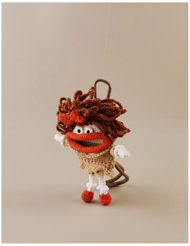 Cute Funny Big Mouth Girl Bag Charm, Premium Backpack & Car Pendant, Ideal Gift,Handmade Crochet Doll, Crochet Keychain