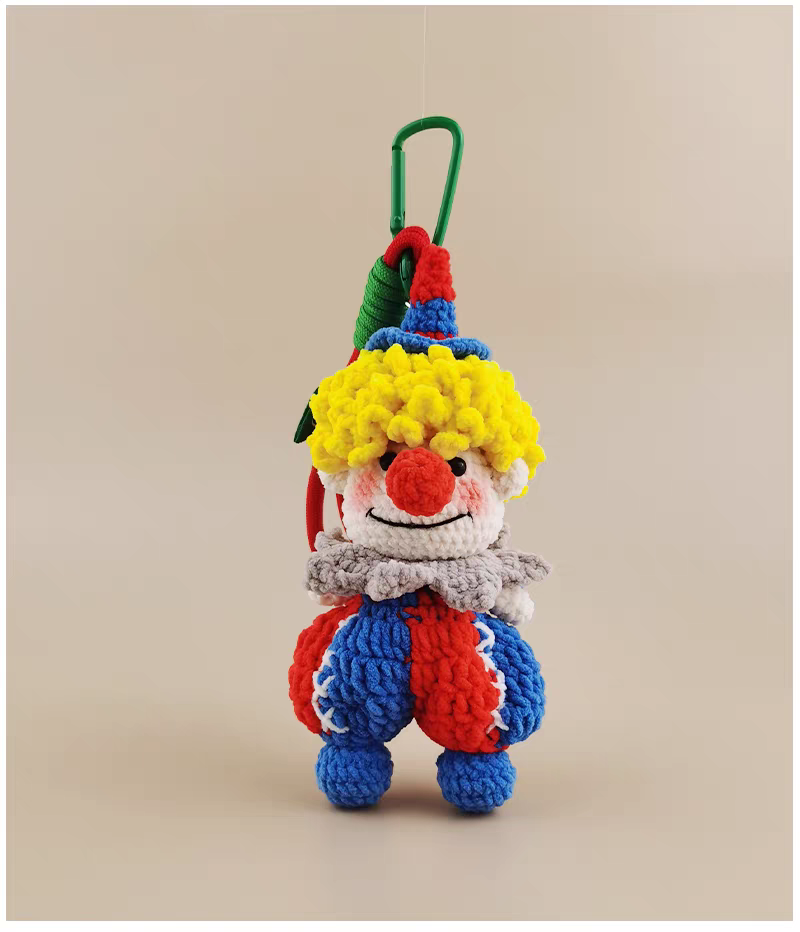 Clown Bag Charm, Premium Backpack & Car Pendant, Ideal Gift,Handmade Crochet Doll, Crochet Keychain