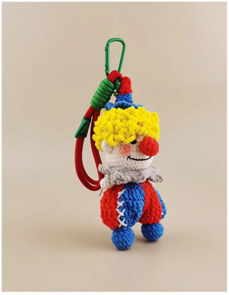 Clown Bag Charm, Premium Backpack & Car Pendant, Ideal Gift,Handmade Crochet Doll, Crochet Keychain