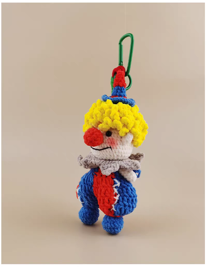 Clown Bag Charm, Premium Backpack & Car Pendant, Ideal Gift,Handmade Crochet Doll, Crochet Keychain