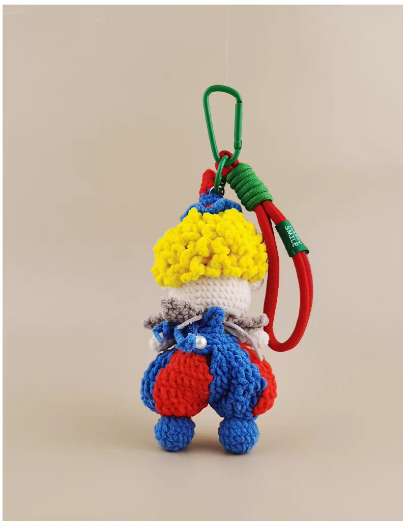 Clown Bag Charm, Premium Backpack & Car Pendant, Ideal Gift,Handmade Crochet Doll, Crochet Keychain