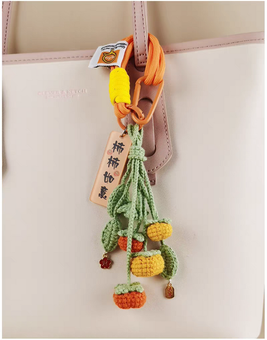 Persimmon Lucky Bag  Crochet Bag Charm, Premium Backpack & Car Pendant, Ideal Gift,Handmade Crochet Doll, Crochet Keychain