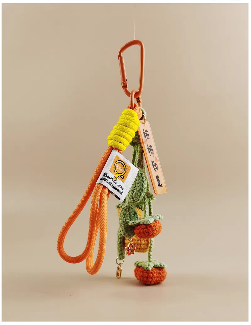 Persimmon Lucky Bag  Crochet Bag Charm, Premium Backpack & Car Pendant, Ideal Gift,Handmade Crochet Doll, Crochet Keychain