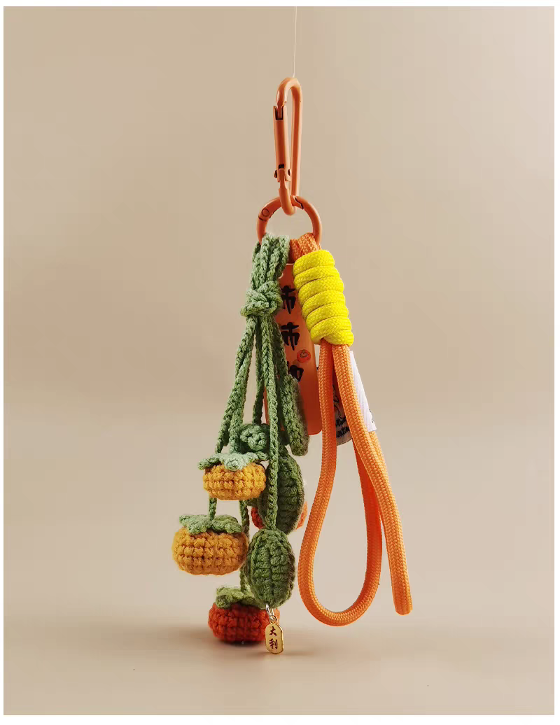 Persimmon Lucky Bag  Crochet Bag Charm, Premium Backpack & Car Pendant, Ideal Gift,Handmade Crochet Doll, Crochet Keychain