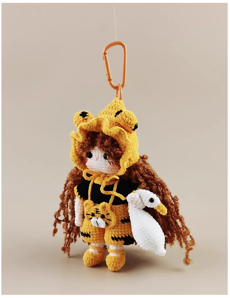 Cute Goose tiger girl Bunny Sugar Sugar Bunny Crochet Bag Charm, Premium Backpack & Car Pendant, Ideal Gift,Handmade Crochet Doll, Crochet Keychain