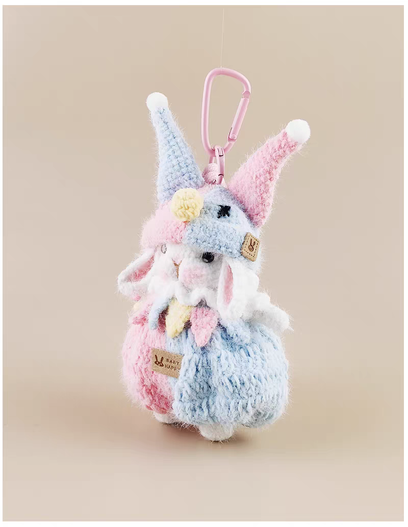 Mini Clown Sugar Sugar Bunny Crochet Doll Keychain, Cute Bag Charm & Car Pendant, Premium Gift for Festival & Birthday