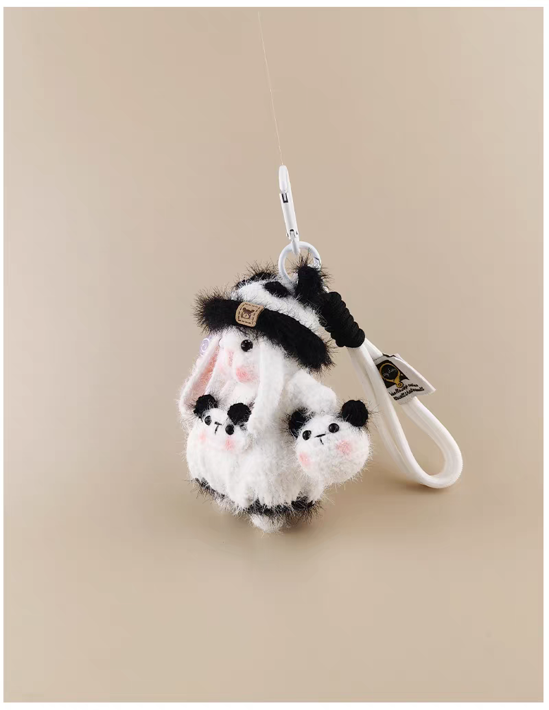 Mini Panda Sugar Sugar Bunny Handmade Crochet Keychain Bag Charm, Luxury Unique Gift
