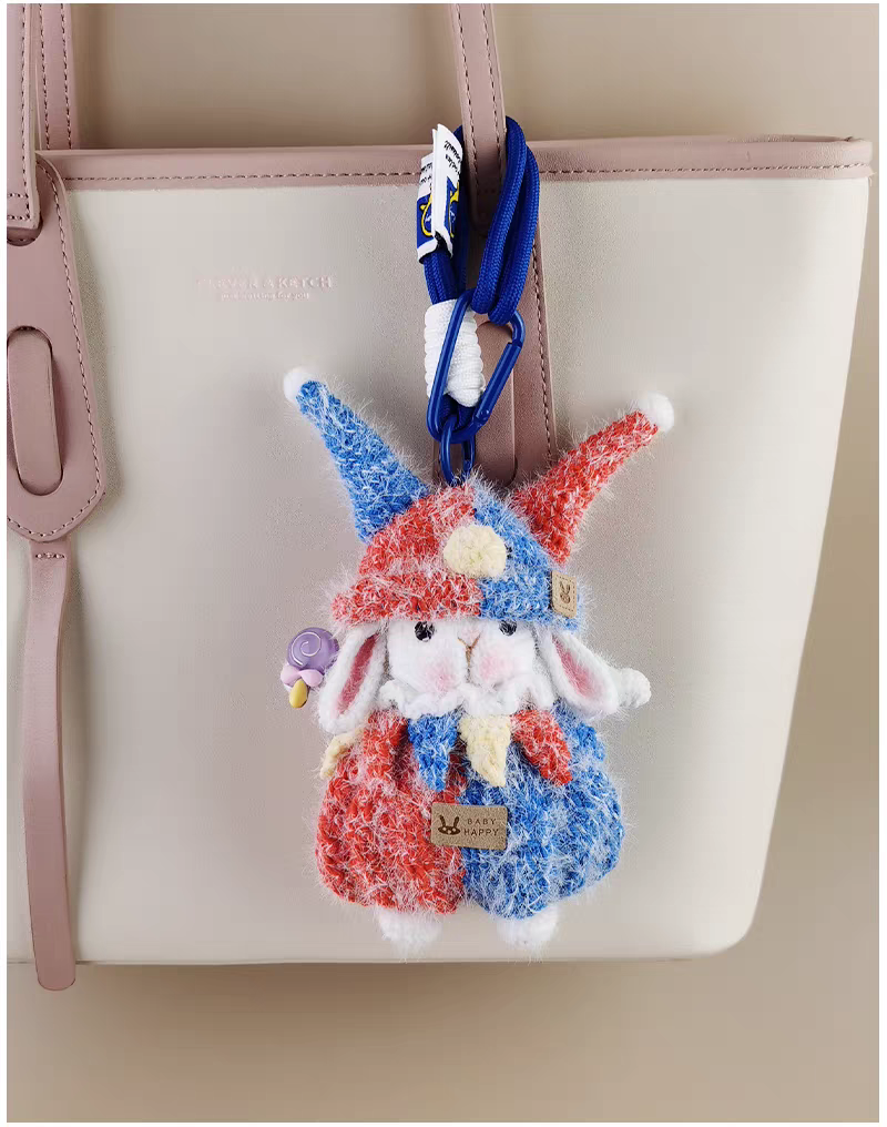 Mini Clown Sugar Sugar Bunny Handmade Crochet Doll Keychain, Bag Charm & Car Pendant, Premium Gift for Birthday & Holiday