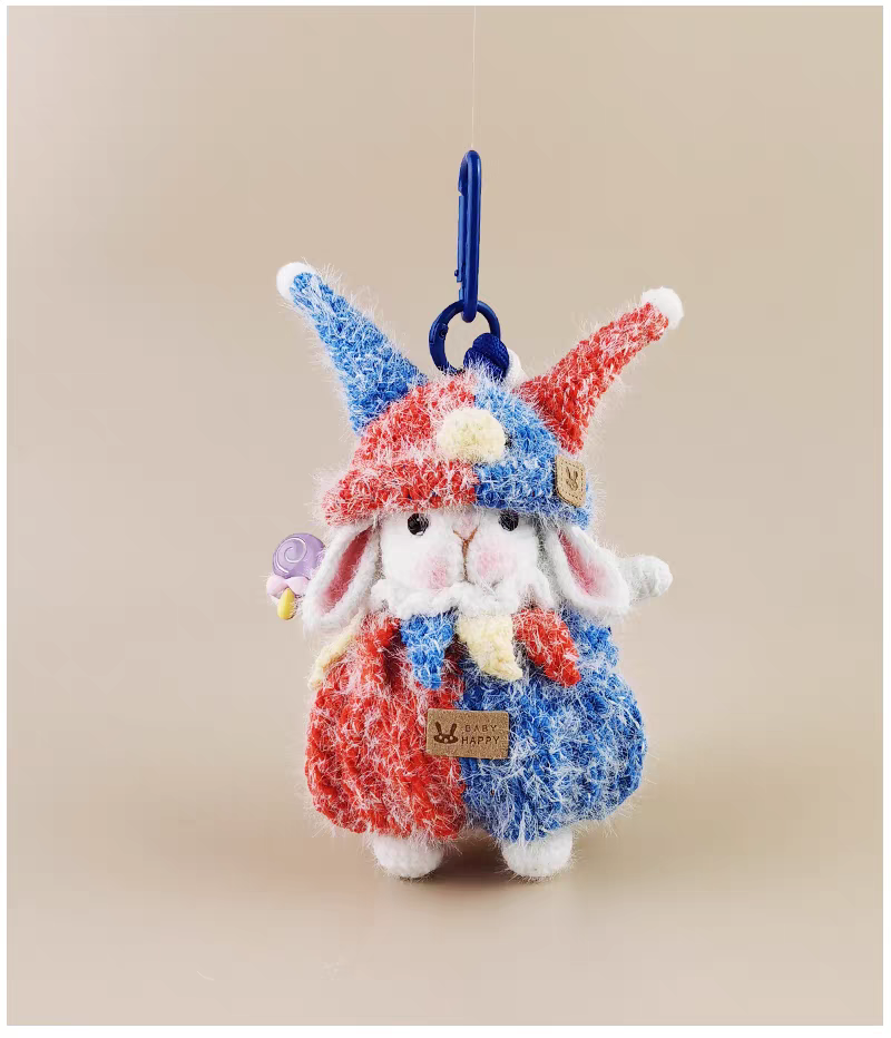 Mini Clown Sugar Sugar Bunny Handmade Crochet Doll Keychain, Bag Charm & Car Pendant, Premium Gift for Birthday & Holiday