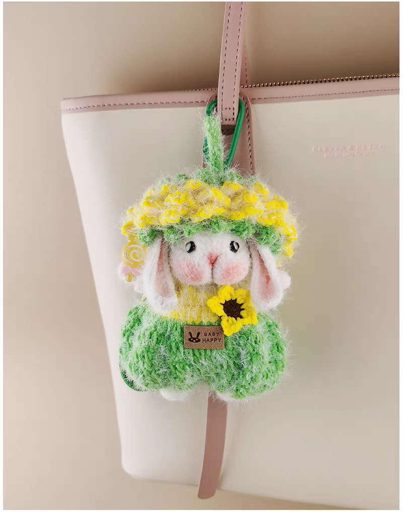Mini Sunflower Sugar Sugar Bunny Handmade Crochet Doll Keychain, Bag Charm & Car Pendant, Premium Stylish Gift