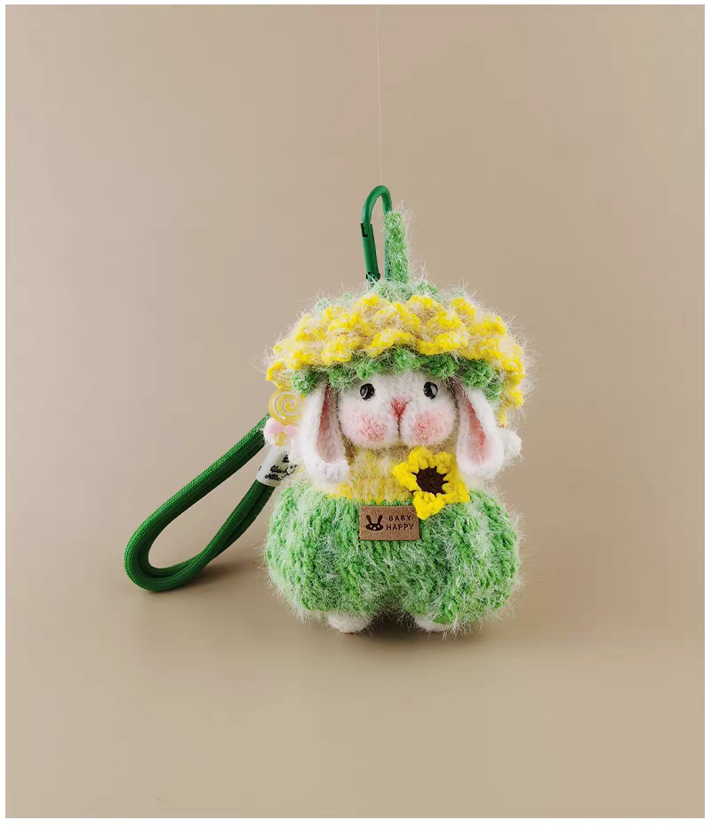 Mini Sunflower Sugar Sugar Bunny Handmade Crochet Doll Keychain, Bag Charm & Car Pendant, Premium Stylish Gift