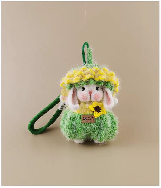 Mini Sunflower Sugar Sugar Bunny Handmade Crochet Doll Keychain, Bag Charm & Car Pendant, Premium Stylish Gift