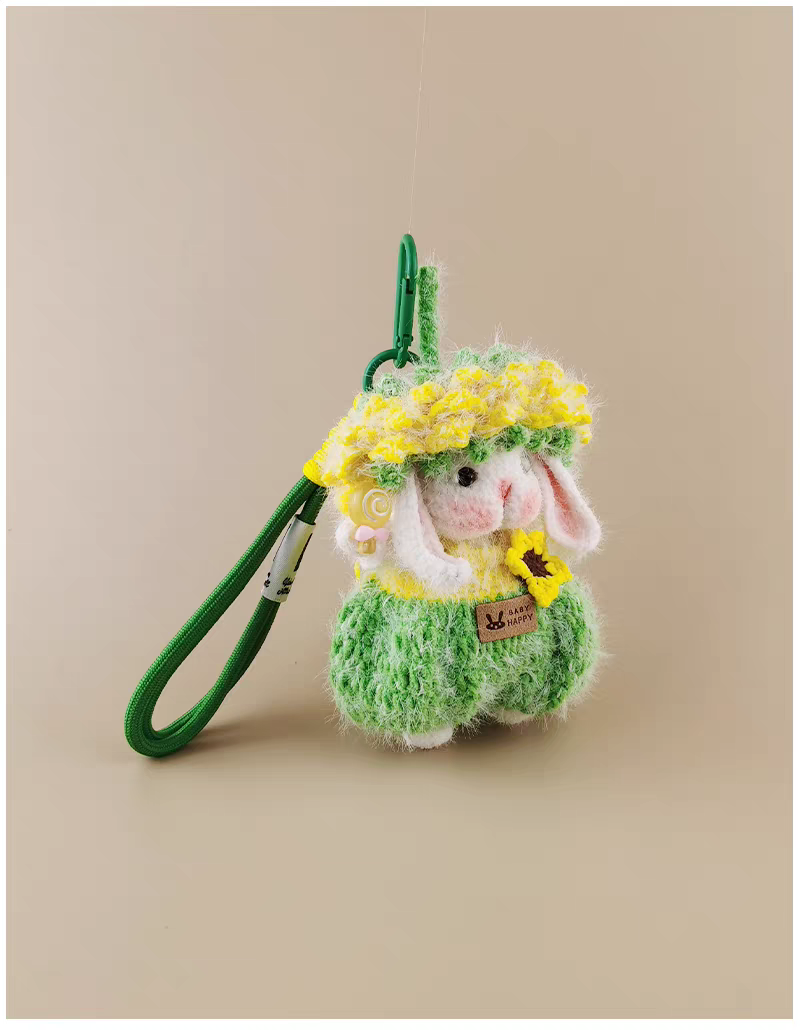 Mini Sunflower Sugar Sugar Bunny Handmade Crochet Doll Keychain, Bag Charm & Car Pendant, Premium Stylish Gift